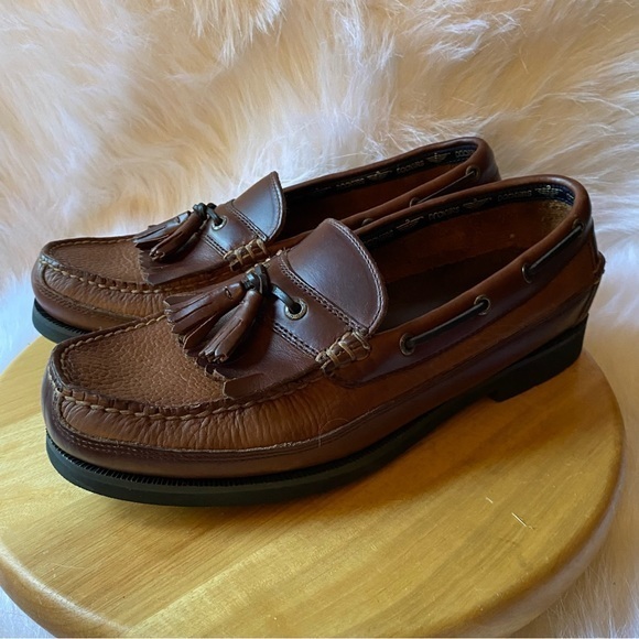 Dockers Shoes Mens Size 11‎ W Tassels Brown Slip On Loafers Leather - Picture 1 of 11